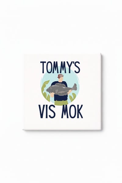 Tommy’s Vis Mok Keramische Tegel – Grappig Vis Design Wanddecoratie Cadeau voor Vissers