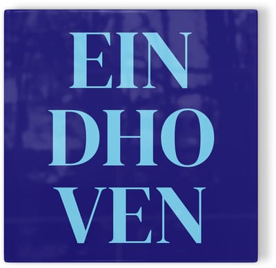 Tegeltje Eindhoven - donkerblauw lichtblauw - tegeltje stad - tegeltje met tekst