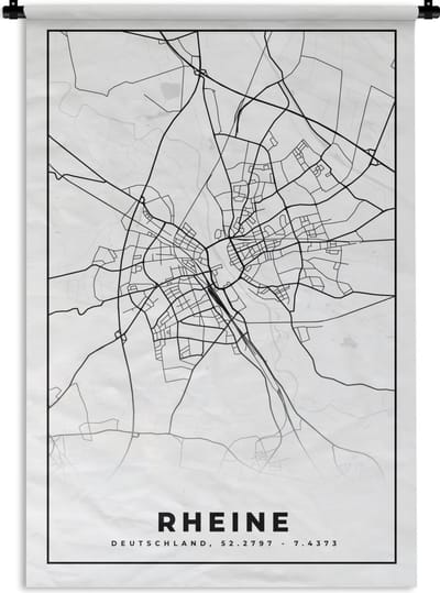 Wandkleed - Wanddoek - Plattegrond - Rheine - Kaart - Stadskaart - 120x180 cm - Wandtapijt