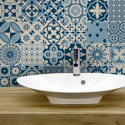 Zelfklevende tegelmuurstickers voor keuken en badkamer - 24 Azulejos Miamo tegelstickers - 24 stickers 10x10cm
