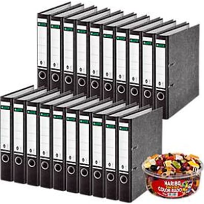 LEITZ® ordner 1050 + 1 kg HARIBO Color-Rado, A4, rugbreedte 52 mm, 20 stuks, zwart