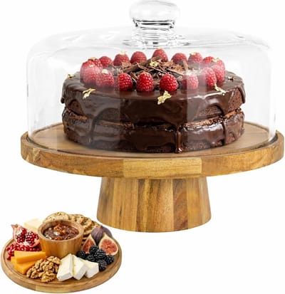 Taartstandaard met deksel en voet, ideaal voor het presenteren van taarten, desserts en gebak, perfect voor feesten, bruiloften en bakkerijen, 30,5 cm