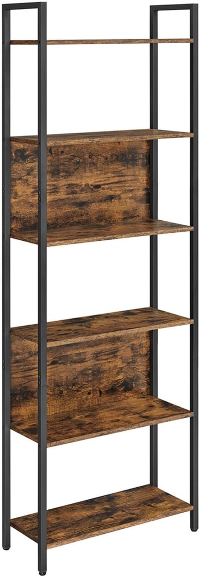 MAZAZU - Boekenkast - 6 planken - Industrieel - Bruin - 60x24x186
