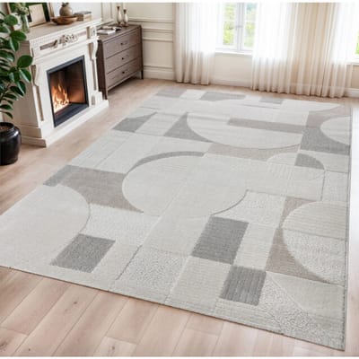 Vivant Japandi Abstract - Vloerkleed Laagpolig - Creme Multi- 140x200 CM
