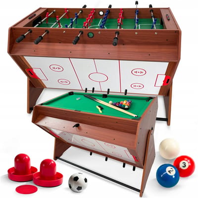 THUNDER SMART - 3-in-1 Speeltafel - Biljart, Airhockey en Tafelvoetbal - Inclusief Accessoires