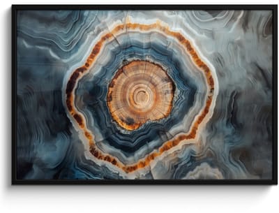 Poster in lijst - Fotolijst 120x80 cm - Posters - Cirkel - Ringen - Steen - Tinten - Posterlijst zwart - Decoratie - Wanddecoratie woonkamer - Muurdecoratie slaapkamer