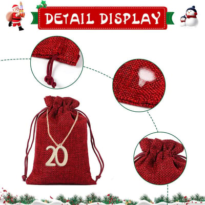 Jute zakjes, 24 stuks adventskalender om te vullen, cadeauzakjes, zakjes om te vullen, stoffen zakjes om te vullen, kerstkalender om te vullen, voor adventskalender, stoffen zakjes