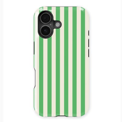 DripCase Gestreept Hoesje geschikt voor iPhone 17 | Backcover met Mag | Stripes Motief | Trendy Case geschikt voor iPhone 17 met Strepen Pistachio Cream