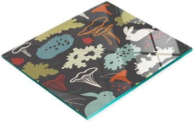 Keuken serveerplank van gehard glas met paddenstoelmotief, 60x52 cm