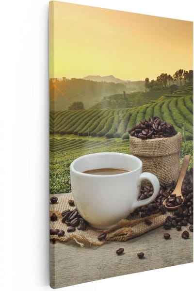 Artaza Canvas Schilderij Landschap - 20x30 cm - Klein - Wanddecoratie Natuur - Muurdecoratie Koffie - Kamer Accessoires Zonsondergang