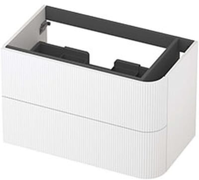 INK - Rechts Afgeronde Onderkast Gelakt 2 Laden Softclose met Gefreesd Front Tbv Grepen - 800x450x520 Mm - Mat Wit