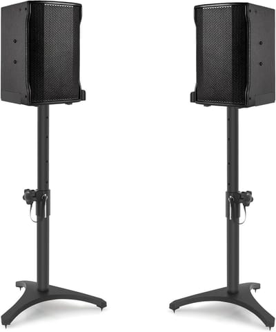 Verstelbare Speakerstands van 50,5 tot 75 cm - Stevige Vloerstands voor Satelliet- en Boekenplankluidsprekers met Driehoekige Basis in Zwart