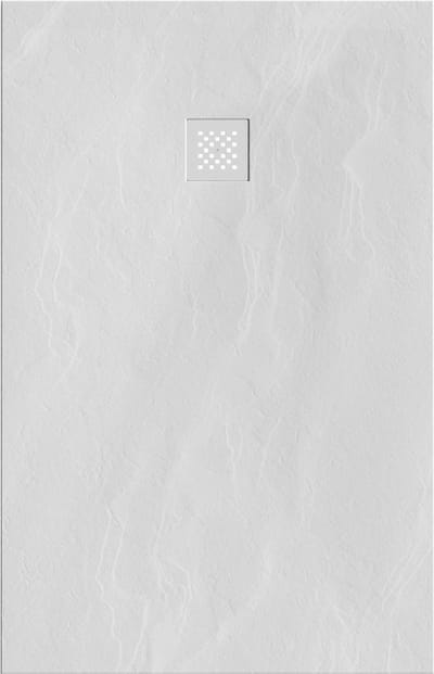 Diamond Line Relievo Crag - Douchebak 90x140 - Laag - Mat Wit - Antislip - Polybeton - Rooster Mat Wit