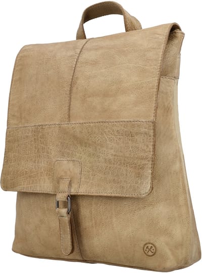 Hide & Stiches Paint Rock Rugtas - 100% Leer - Leren Dames Rugtas - Stijlvol - Fashion Tas - Leren Dames Tas - Zand