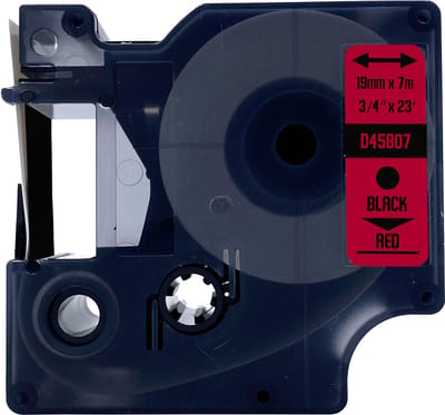 DULA Dymo D1 45807 - S0720870 - Compatible label tape - 1 lettertape - Zwart op rood - 19mm x 7m