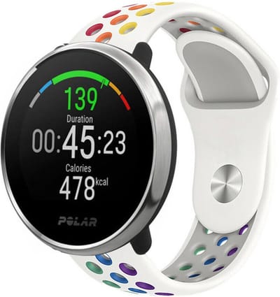 Strap-it Siliconen sport bandje - geschikt voor Polar Ignite / Ignite 2 / Ignite 3 / Unite / Pacer - wit/kleurrijk