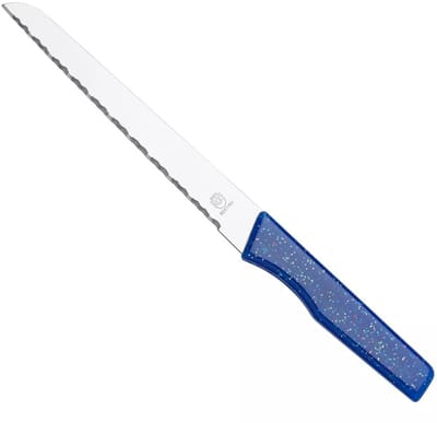 RÖR Solingen Broodmes – Gekarteld Lemmet – Glitter Kunststof Handvat – 18 cm – blauw