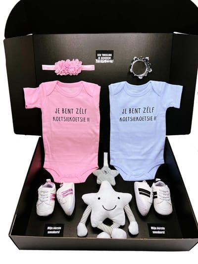 Tweeling kraamcadeau jongen en meisje - cadeau geboorte tweeling - rompers voor een tweeling, kan ook rechtstreeks worden verstuurd