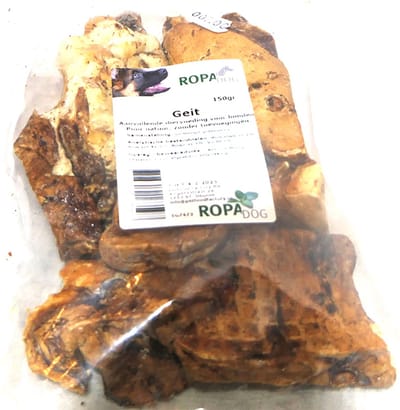 Ropadog kauwsnacks gedroogd geitenvlees puur natuur zonder toevoegingen 150 gr - ook ideaal voor honden met allergie