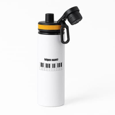 Hacebo® - keybord met eigen naam waterfles met draaidop oranje - Instrumenten - muziek liefhebbers - iemand die houdt van om op de keybord te spelen - verjaardag - cadeau - kado - water fles - 850ML