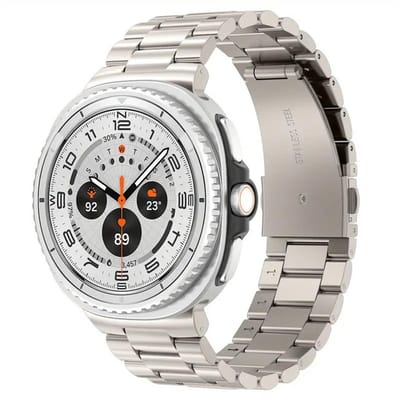 Titanium bandje - geschikt voor Samsung Galaxy Watch 8 (40mm) / Galaxy Watch 8 (44mm) / Galaxy Watch 8 Classic - luxe stalen schakelband met vouwsluiting - titanium