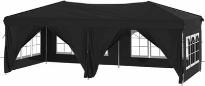Opvouwbare Feesttent - Tuinhuisje Tent - Buitenfeesten Organiseren - Waterdicht UV-bestendig - 3x6 Meter - Zwart