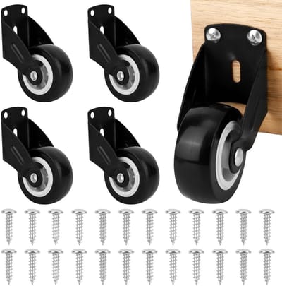 4 Stuks 5cm Poortwielen met Schroeven - Anti-Zak Wielen voor Houten Deuren en Meubels