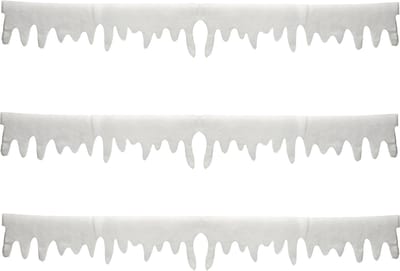 Feeric Christmas Ijspegelranden/sneeuwranden - 3x - wit glitter - 180 x 15 cm - polyester