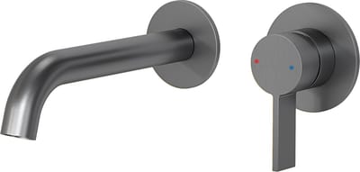 LOMAZOO Inbouw Wastafelkraan Gun Metal - Inbouw Mengkraan Wastafel - Muurkraan - Wandkraan - Mengkraan wandmontage - Kraan Wand - Kraan Muur [GAIA]