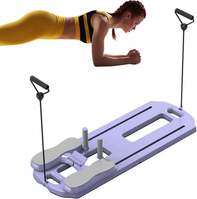 Pilates Trainingsbord - Fitness Plank - Thuis Sporten - Inclusief Buikwiel - 102 cm Lang - Blauw