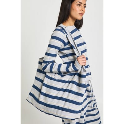 boohoo Dames Gestreepte Jersey Grote Draagtas | Grijs