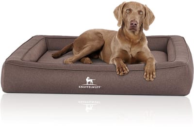 Knuffelwuff orthopedisch hondenbed van velours met handgeweven uiterlijk Yukon 85 x 65cm grijsbruin