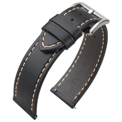 Kalfslederen Horlogebandje Zwart 22mm