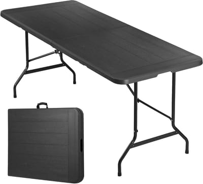 Opklapbare tafel - Feesttafel picknick - Buiten dineren - Stevig kunststof ontwerp - 123 x 61 cm - Zwart