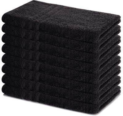 Lavea® Set van 8 Handdoeken 50x100 cm, 100% Katoen – Zacht en Absorberend – Perfect als Handdoek voor Thuis en Hotel – Zwart