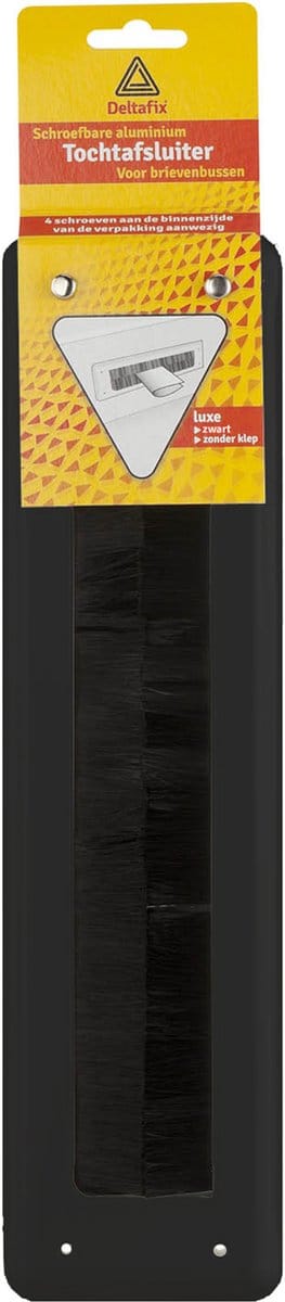 Deltafix Brievenbusborstel - zwart - aluminium - 34 x 8,3 cm - tochtafsluiter - energiebesparend