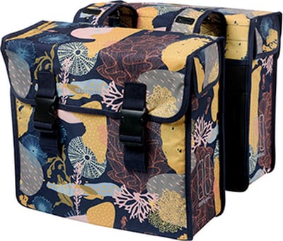 Basil Mara XL Dubbele Fietstas 35L Night Blue Waterafstotend Reflecterend Snelbinderuitsparing Voor E-bike & Stadsfiets