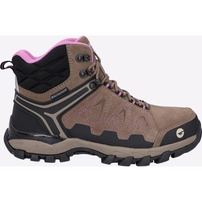 Hi-Tec V-Lite Explorer WP Koeienhuid Leren Wandelschoenen Voor Dames, Bruin/Lila