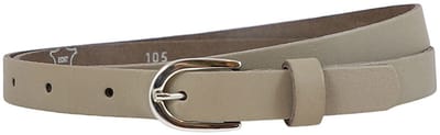 Landley Smalle Dames Riem Leer Taupe - 2 cm - Leren Broekriem Smal - Vrouwen Tailleriem - Lengte totaal 130 cm / Riemmaat 115