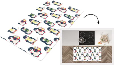 Keukenloper - Loper keuken - Pinguïn - Ski - Winter - Kind - Patronen - 120x60 cm - Keukenloper vinyl