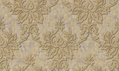 ORNAMENTEN BEHANG BAROKPRINT DUBBELBREED BEIGE BRUIN GOUD EXCLUSIEF