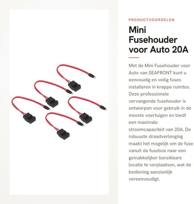 Dailygoods - Mini Fusehouder voor Auto - 20A met Verlengd Draad - Eenvoudige Installatie in Krappe Ruimtes - Betrouwbare Verbinding - Geschikt voor Di...