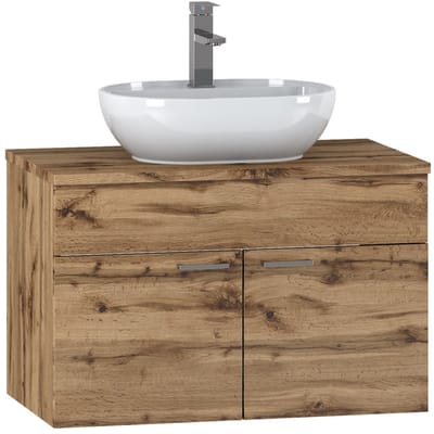 Badplaats Wastafelkast Colorado 80 x 46 x 52 cm – Eiken – Hangend Badmeubel met 2 Deuren