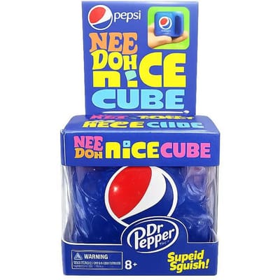 Dr Pepper x NeeDoh Nice Cube Squishy Zachte Knijpbare Fidget Cube Stressverlichting Angstverlichting Sensorisch Speelgoed voor Kinderen en Volwassenen blue