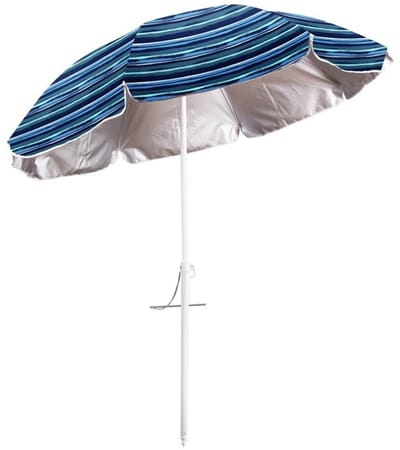 Gerimport Parasol UV50 - Maritiem blauw/wit - D200 x H200 cm - zomer/strand - 8 vlakken
