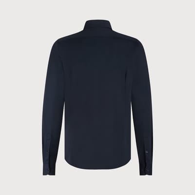 Overhemd Blue Industry donkerblauw effen stretch