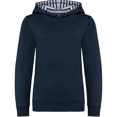Kariban Unisex kindersweater met contrasterende capuchon met motief K4014 - Navy / Mariniere - 10/12 Y (10/12 ans)