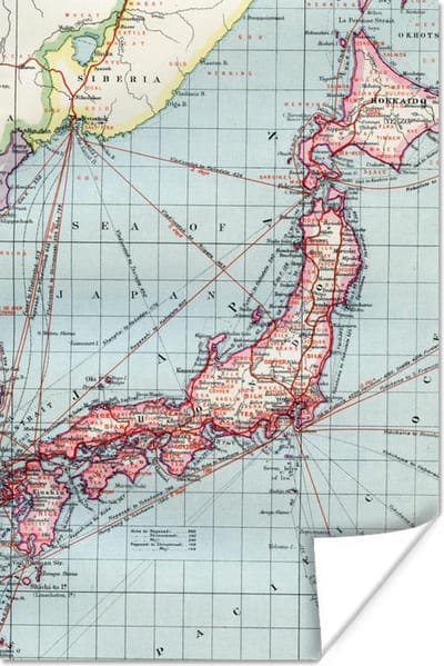 Poster 20x30 cm - Wereldkaart - Vintage - Japan - Posters - Kamer decoratie - Wanddecoratie woonkamer - Muurdecoratie slaapkamer