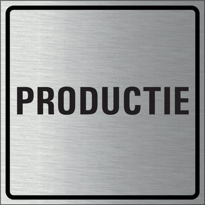 Productie bordje, geborsteld aluminium 150 x 150 mm