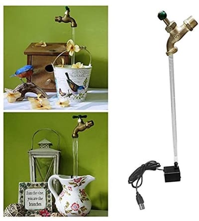 Dailygoods- Waterblikjes Onzichtbare Kraanfontein - Drijvende Tuindecoratie - Duurzaam Metaal - USB-bediening - Weerbestendig - 180 g Stabiliteit - Tuinfountain